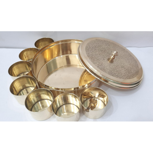 Pure brass engraved masala dani/box/dibbi/spice organizer/container
