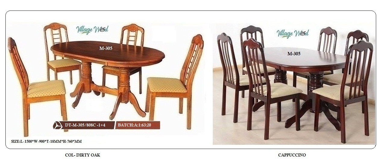 Dirty Oak and Cappuccino Table with Chairs