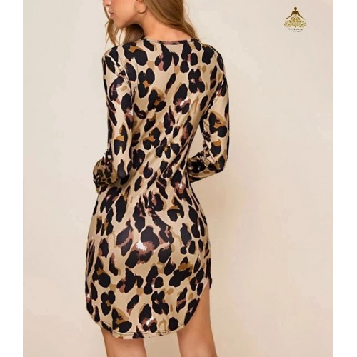 Leopard Print Curved Hem Dress