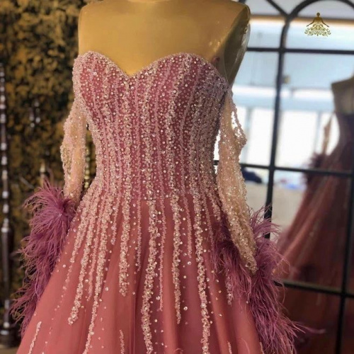 Lavender Mermaid Tulle Off The Shoulder Appliques Beading Prom Dress