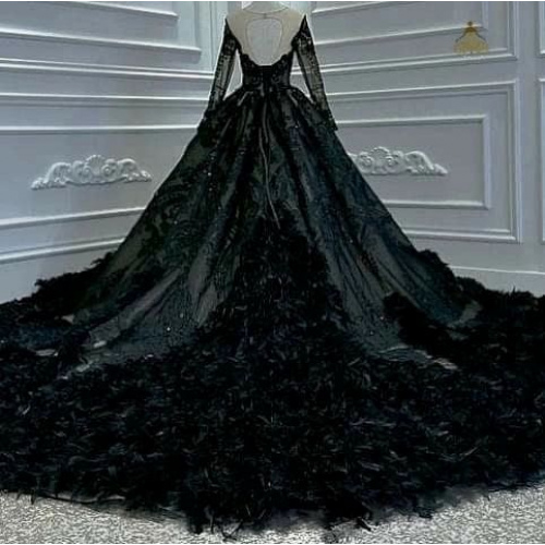 Black Ball Gown Off the Shoulder