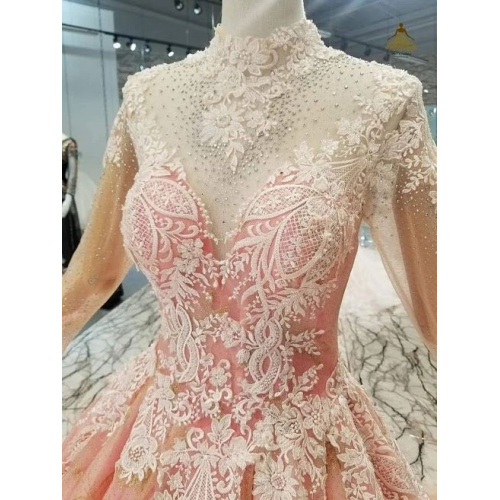 Fabulous High Collar Ball Gown Wedding Dresses With Embroidery