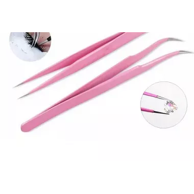 Eye Lash Tweezers Curved Straight 2 Pack Extension Tools