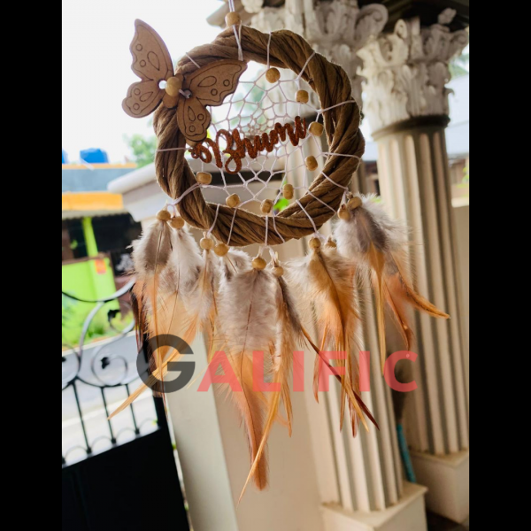 Galific’s Uniquely Designed Dream Catcher With Custom Name Ring | Feathers And Butterfly Hanging