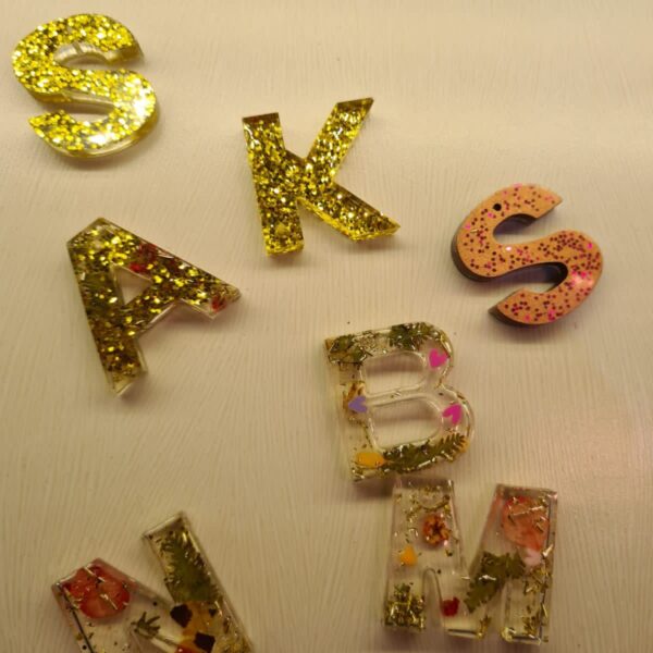 Alphabet Key Chain With Real Flowers