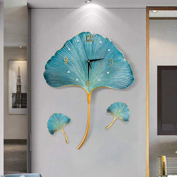 Sky Blue Leaf Wall Clock