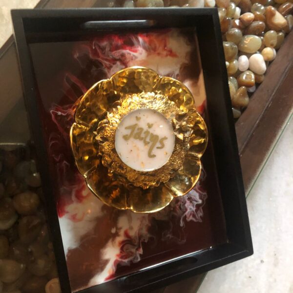 Wooden Tray with Resin Base