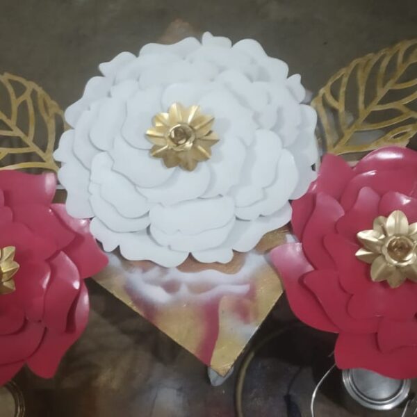 White Flower and Leaf Wall Decor