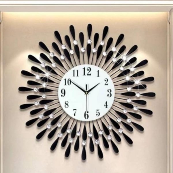 Black/Gold Stoned Wall Clock