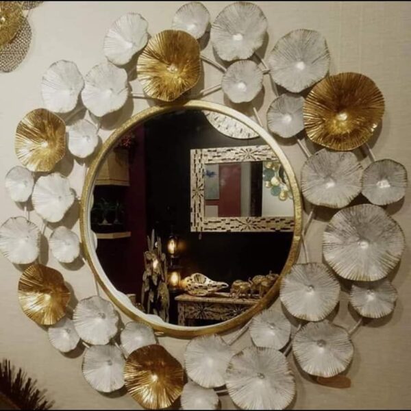 White Gold Bubbled Wall Mirror