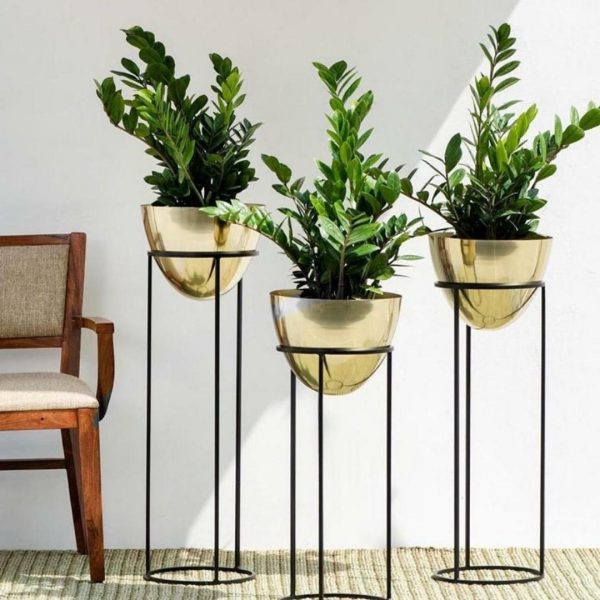 Gold Platted Planter Set of 3