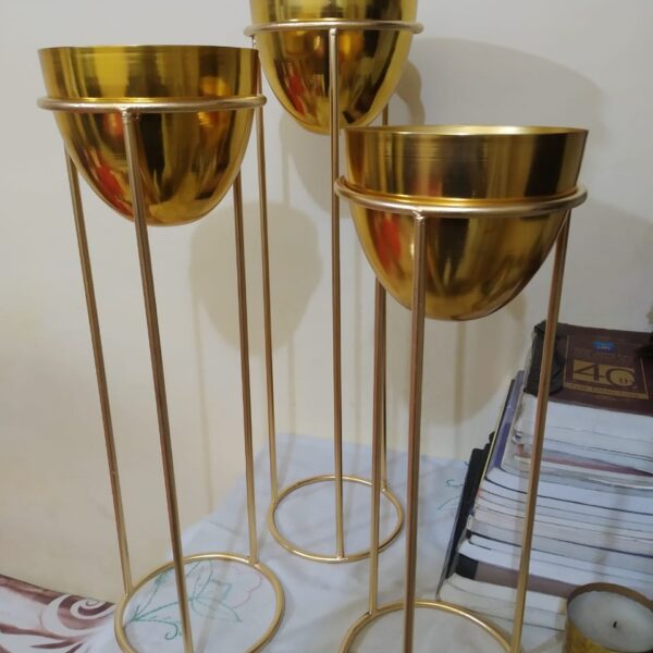 Brass Platted Planter Set of 3