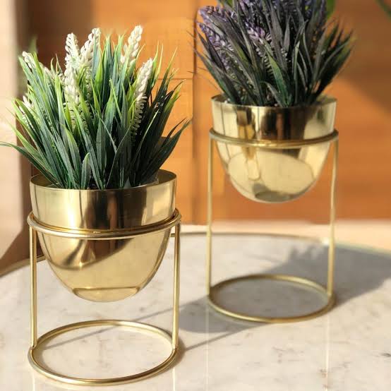 Brass Platted Set of 3 Planters