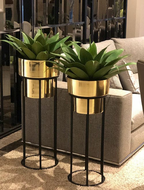 Brass Two Tone Planter Set