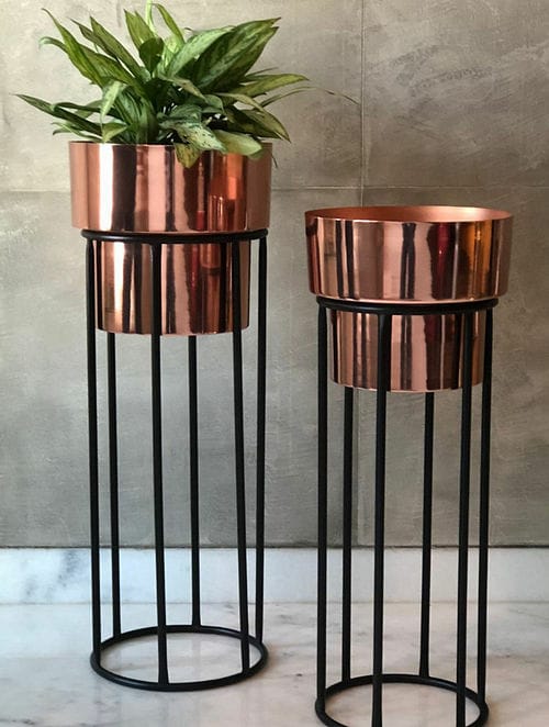 Copper Coated Planters Set