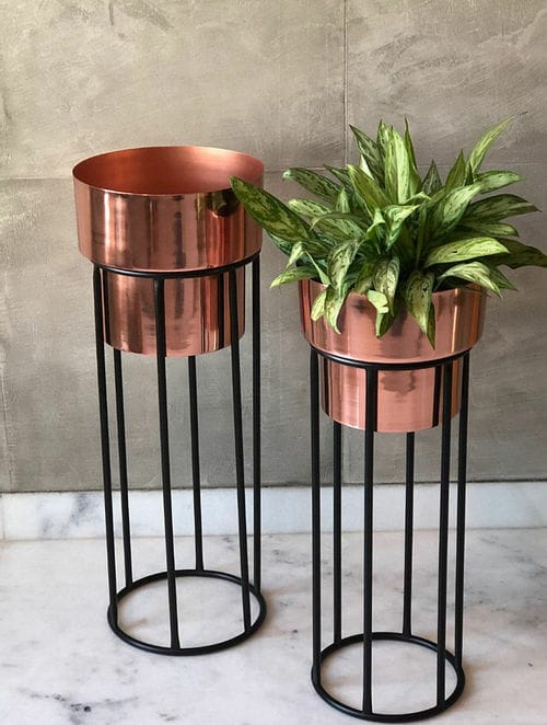 Copper Coated Planters Set
