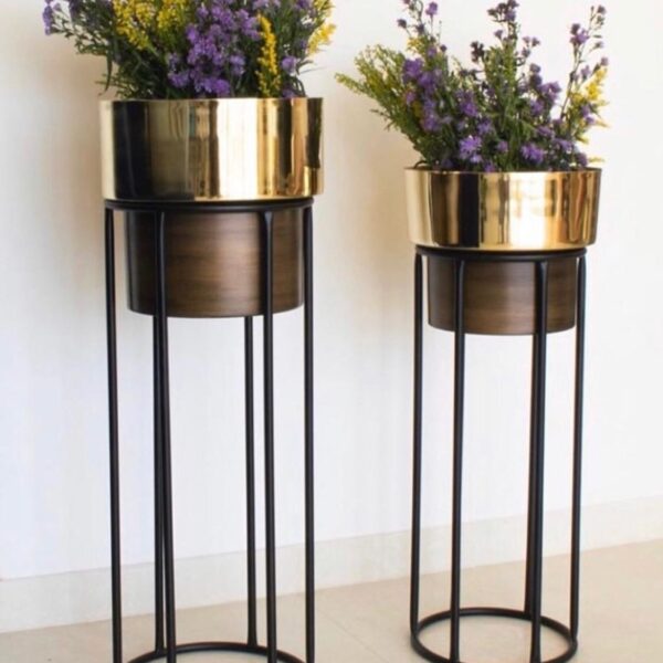 Brown and Gold Planter Set