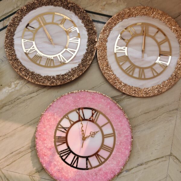 Handcrafted resin wall clocks