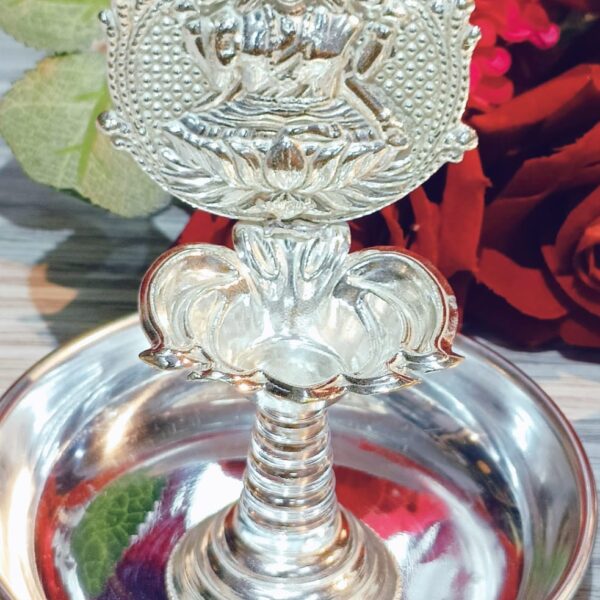 German Silver Kamal Laxmi Ganesh Diya