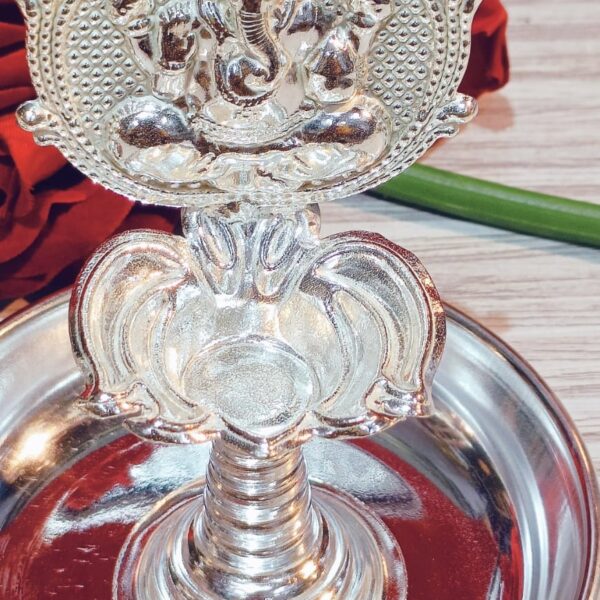 German Silver Kamal Laxmi Ganesh Diya