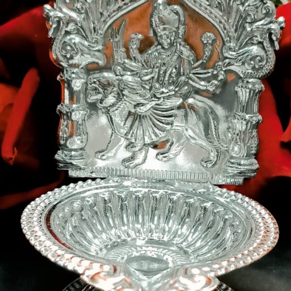 German Silver Durga Diya (10 Pieces)