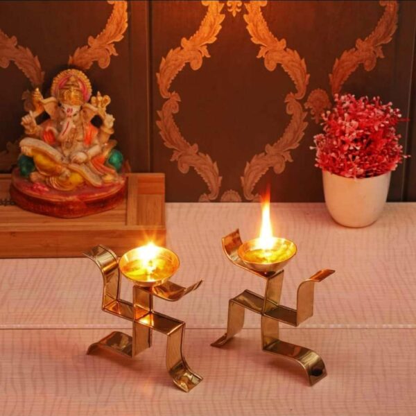 Swastik Brass Diya (Set of 2)