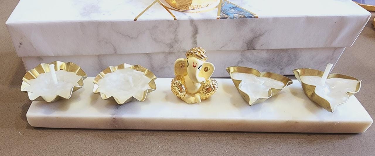 Ganesh Idol with metal candles