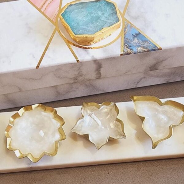 Marble plate with metal candles