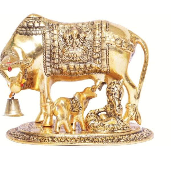 Kamdhenu cow and calf with Bal Krishna