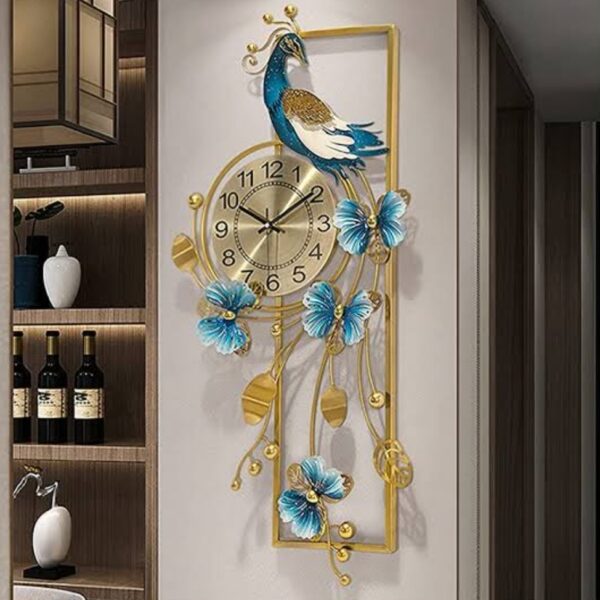 Vertical Peacock Wall Clock