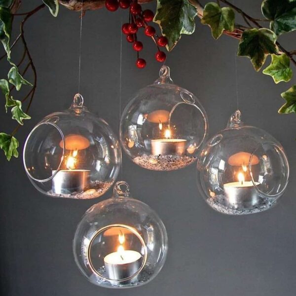 Borosilicate Glass hanging planter cum candle holder