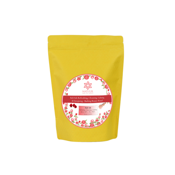 Natuur - Bath Salt with Epsom Salt & Rose petals -Refreshing , Cleansing , Calming & Energising - Bathing beauty ritual - 500gms