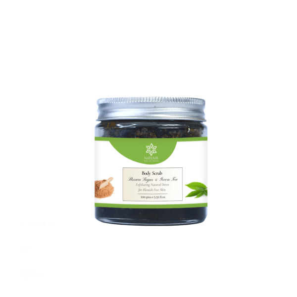 Natuur - Body Scrub - Brown Sugar & Green Tea- Exfoliating Natural Detox for Blemish Free Skin - 100gms