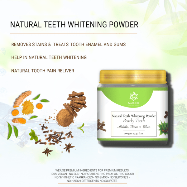 Natuur - Whitening Toothpowder Activated Charcoal, Neem & Clove - 100gms