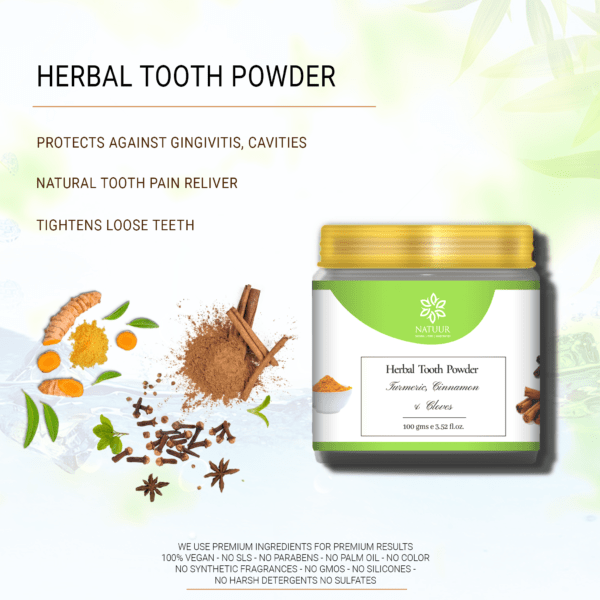 Natuur - Herbal Toothpowder Bentonite Clay, Cinnamon & Clove - 100gms