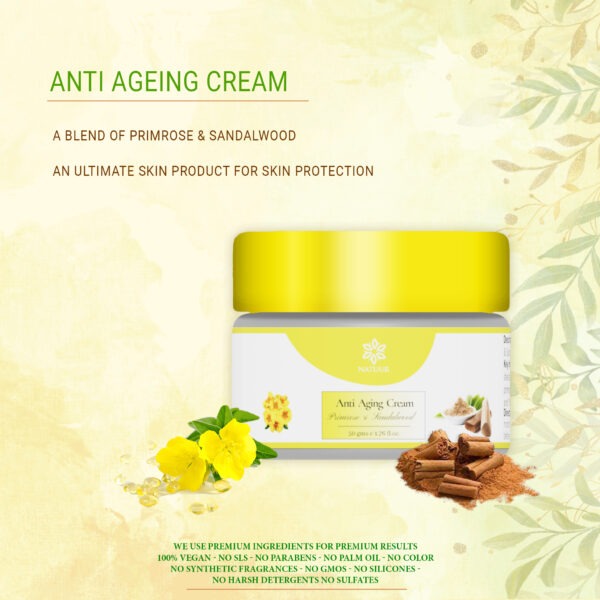 Natuur - Anti Aging Cream for face- Primrose & Sandalwood - 50gms