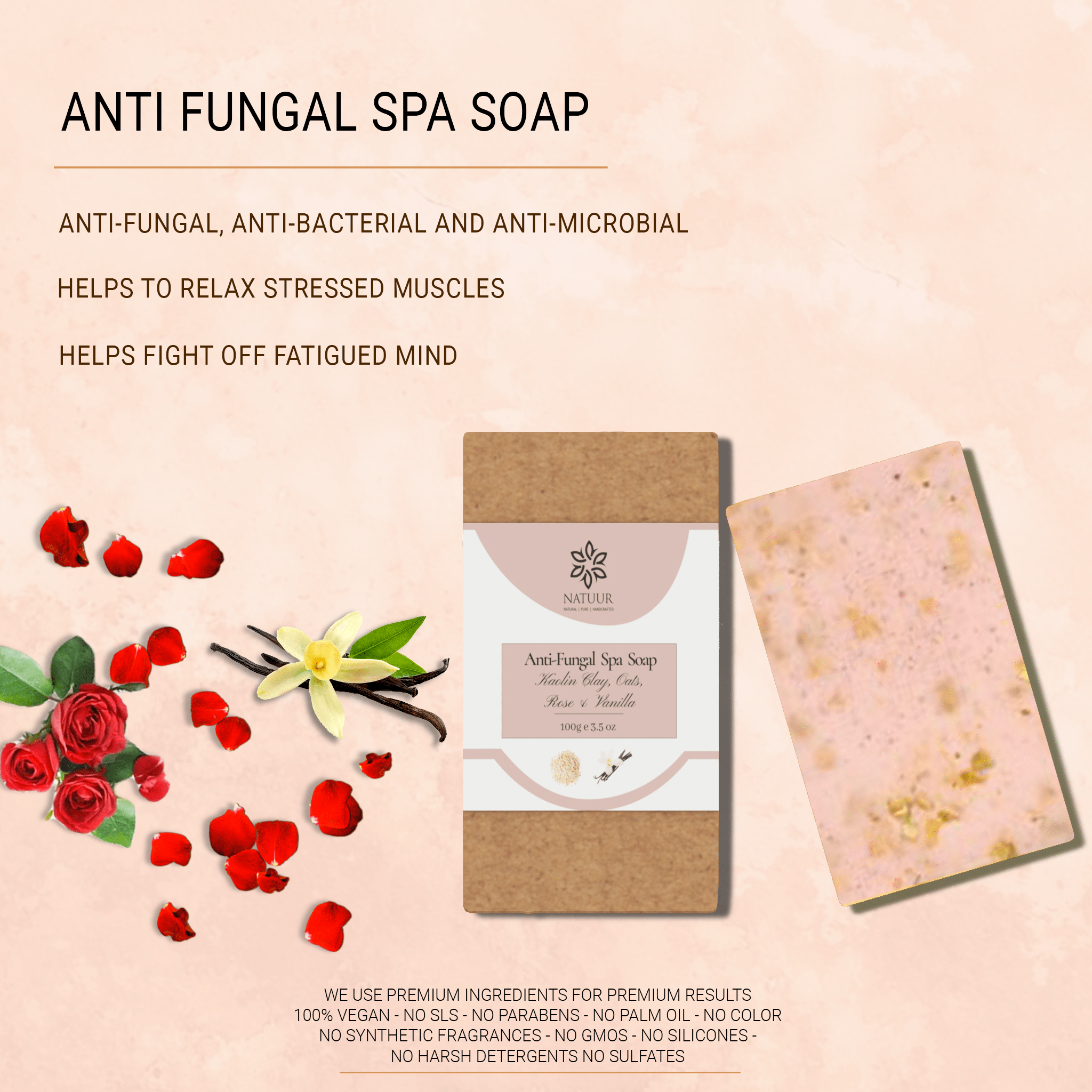 Natuur – Kaolin Clay & Rose Soap Sensual Spa – 100gms