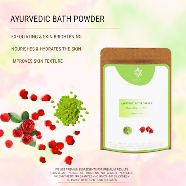 Natuur - Green Gram & Rose Bath Powder Gentle Daily Exfoliation - 500gms