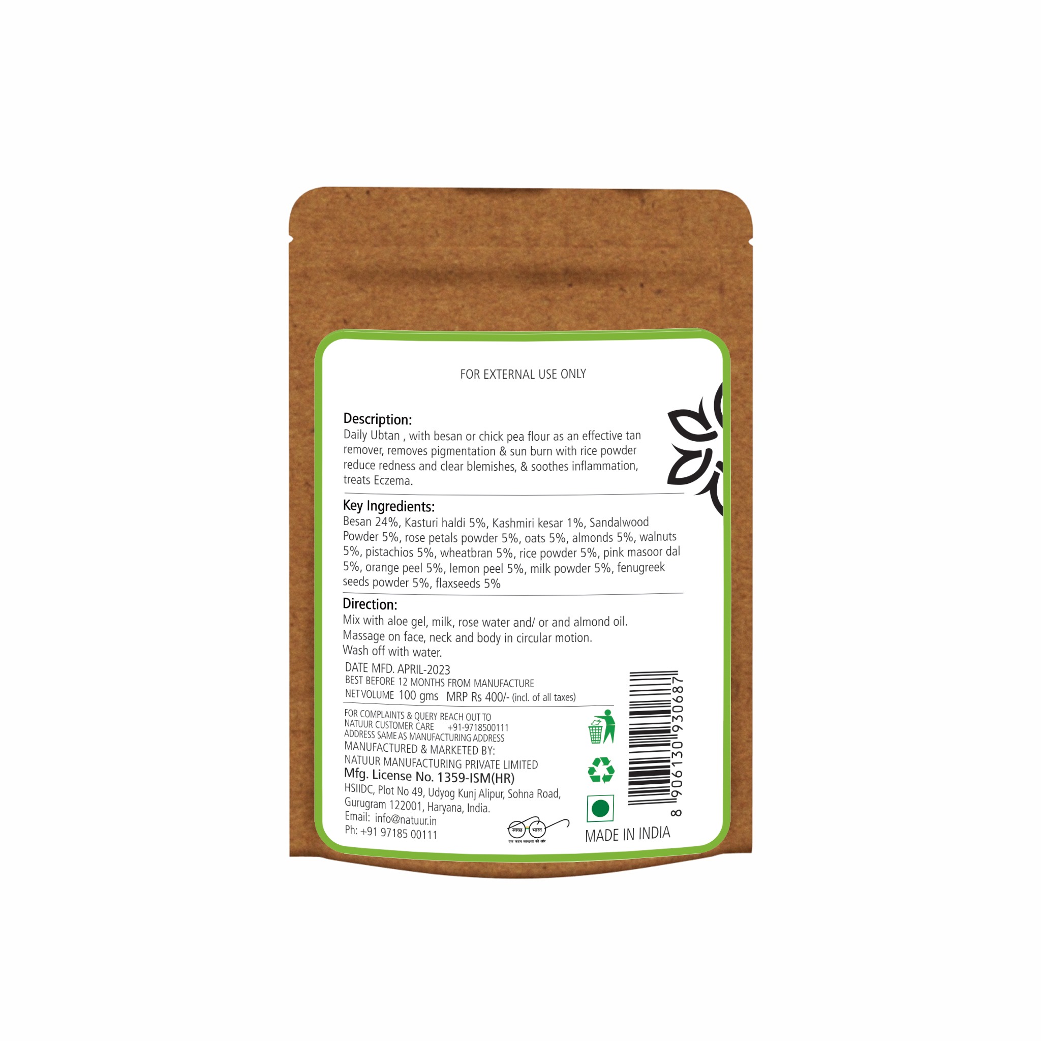 Natuur - Daily Ubtan for Glowing Skin - for deep exfoliation - 100gms - Image 2