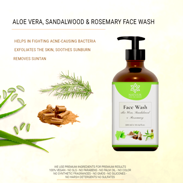 Natuur - Face Wash- Moisturising - Vitamin E, Aloe, Sandalwood & Rosemary (For Dry Skin) - 300ml