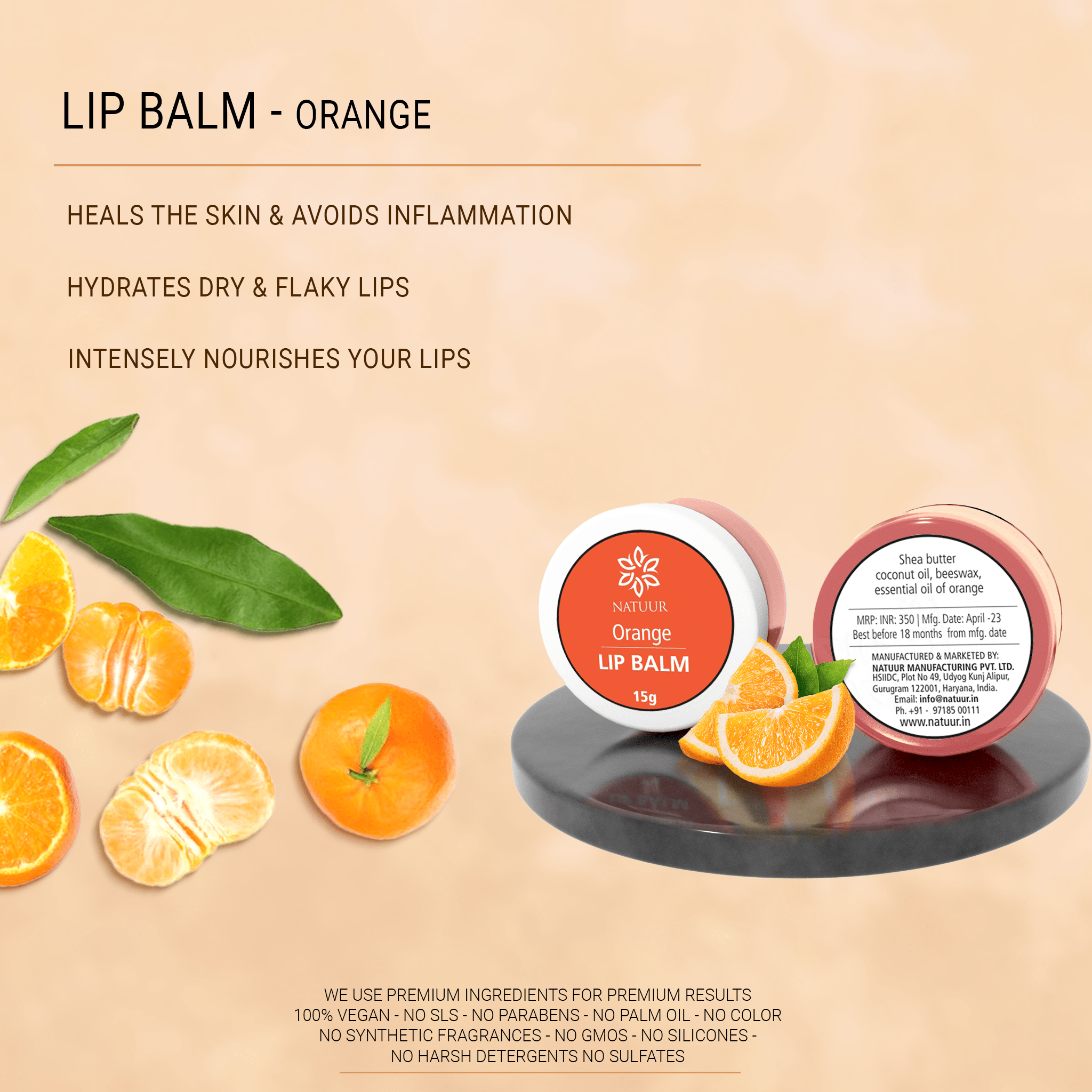 Natuur - Orange Lip Balm - 15gms - Image 2