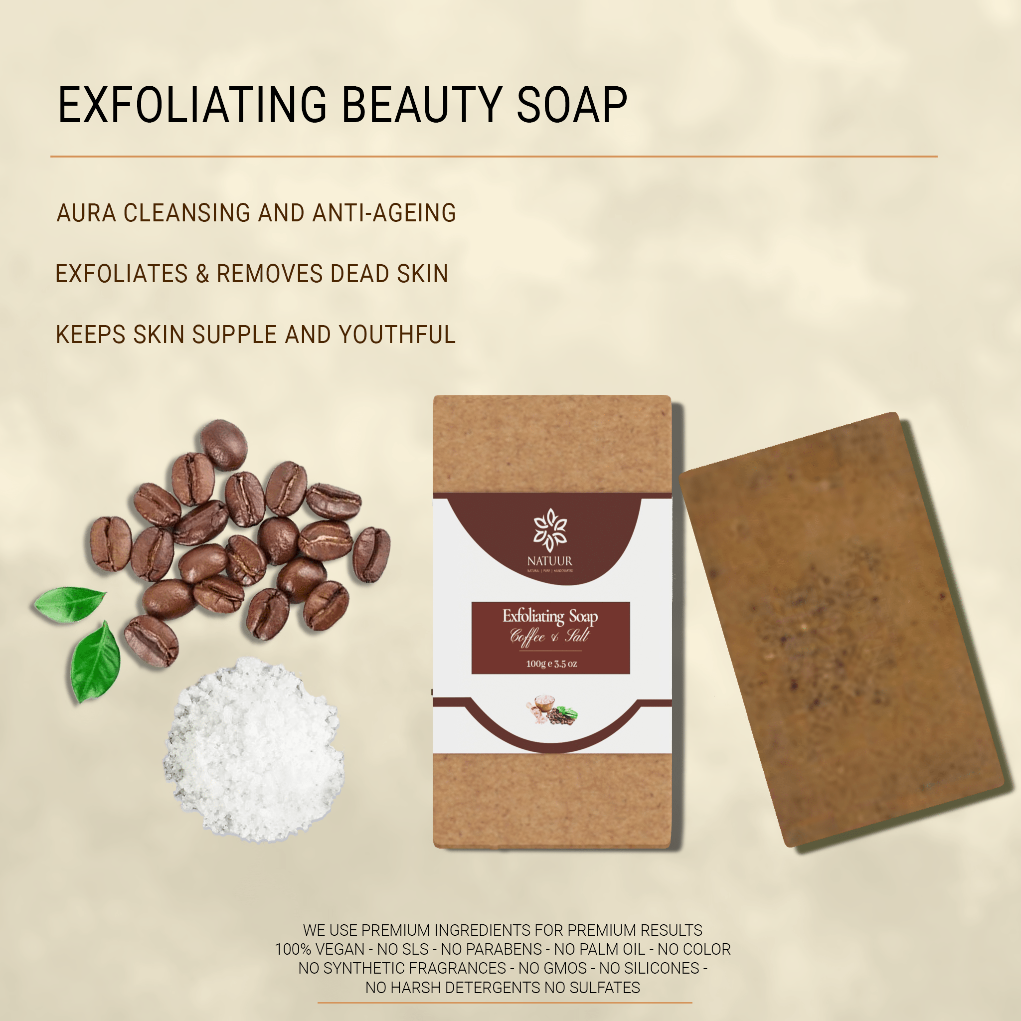 Natuur - Coffee & Salt Soap Exfoliating - 100gms