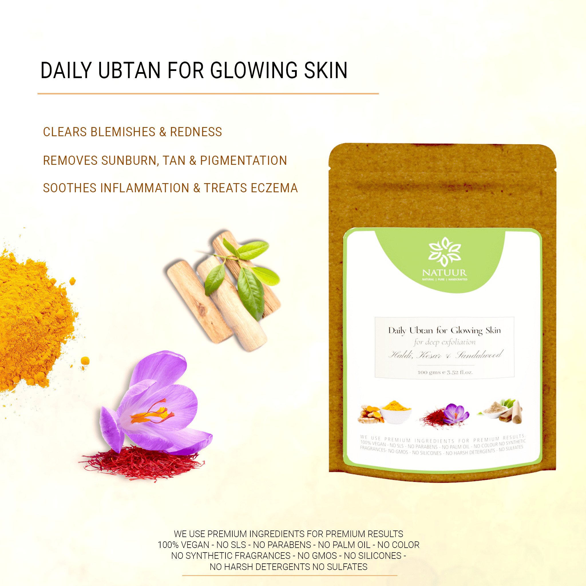 Natuur - Daily Ubtan for Glowing Skin - for deep exfoliation - 100gms