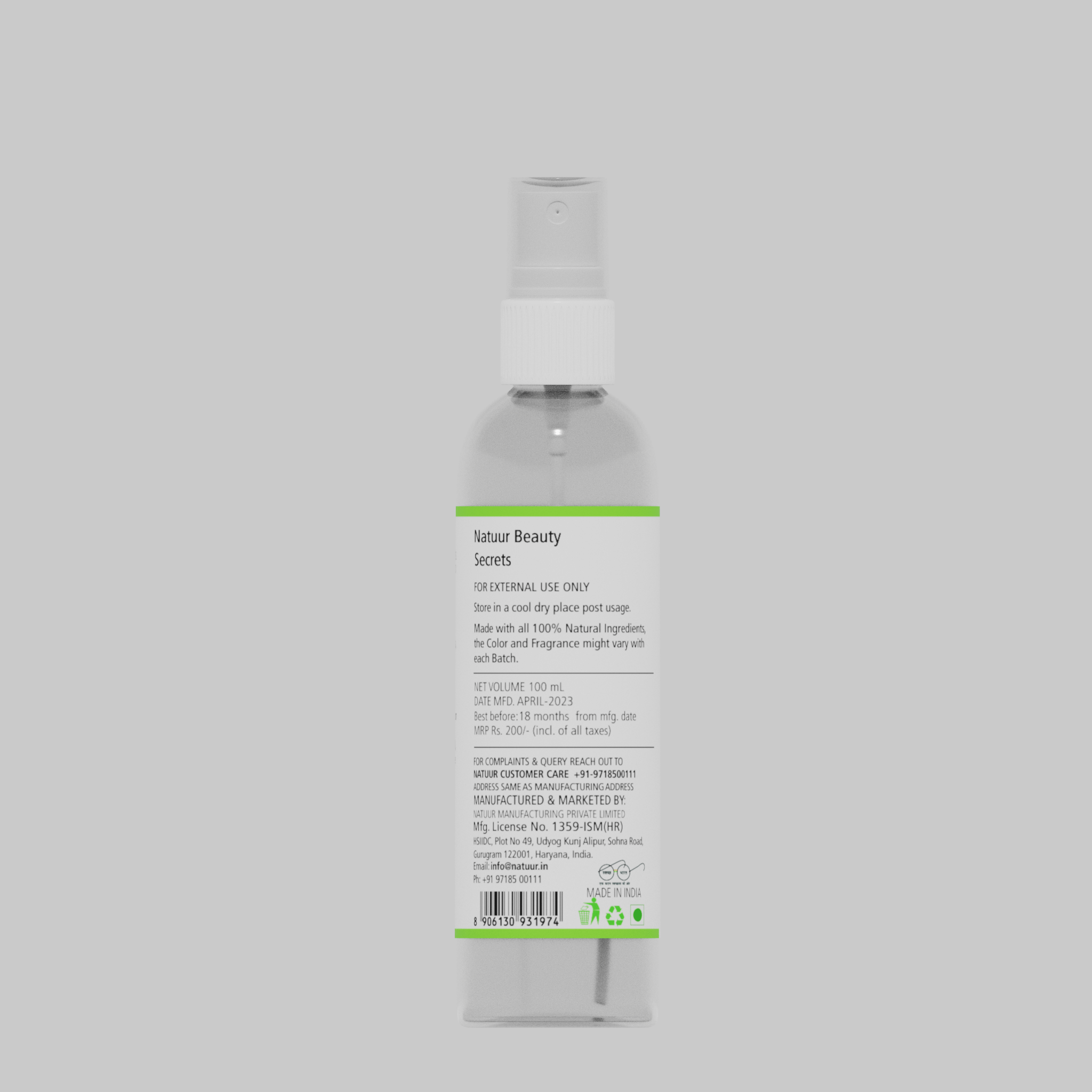 Natuur – Pure Aloe Vera Hydrosol – Face Toner – 100ml