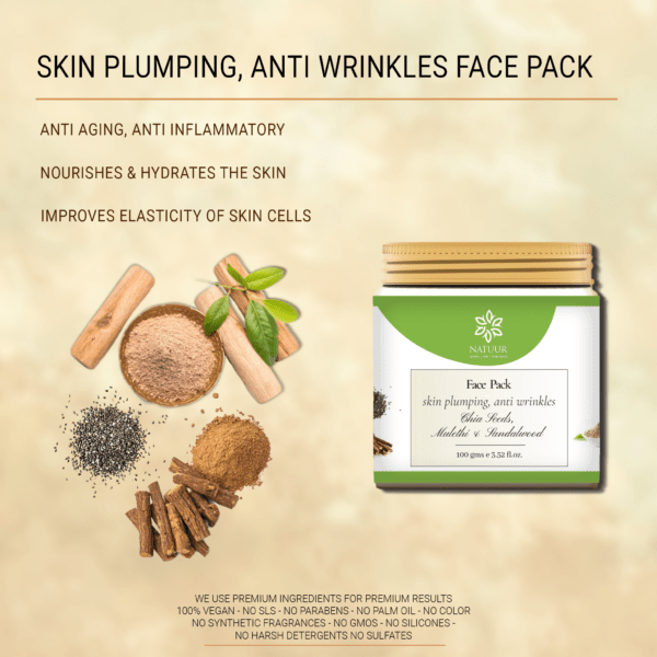 Natuur - Face Pack - chia seeds, mulethi and sandalwood - skin plumping - 100gms