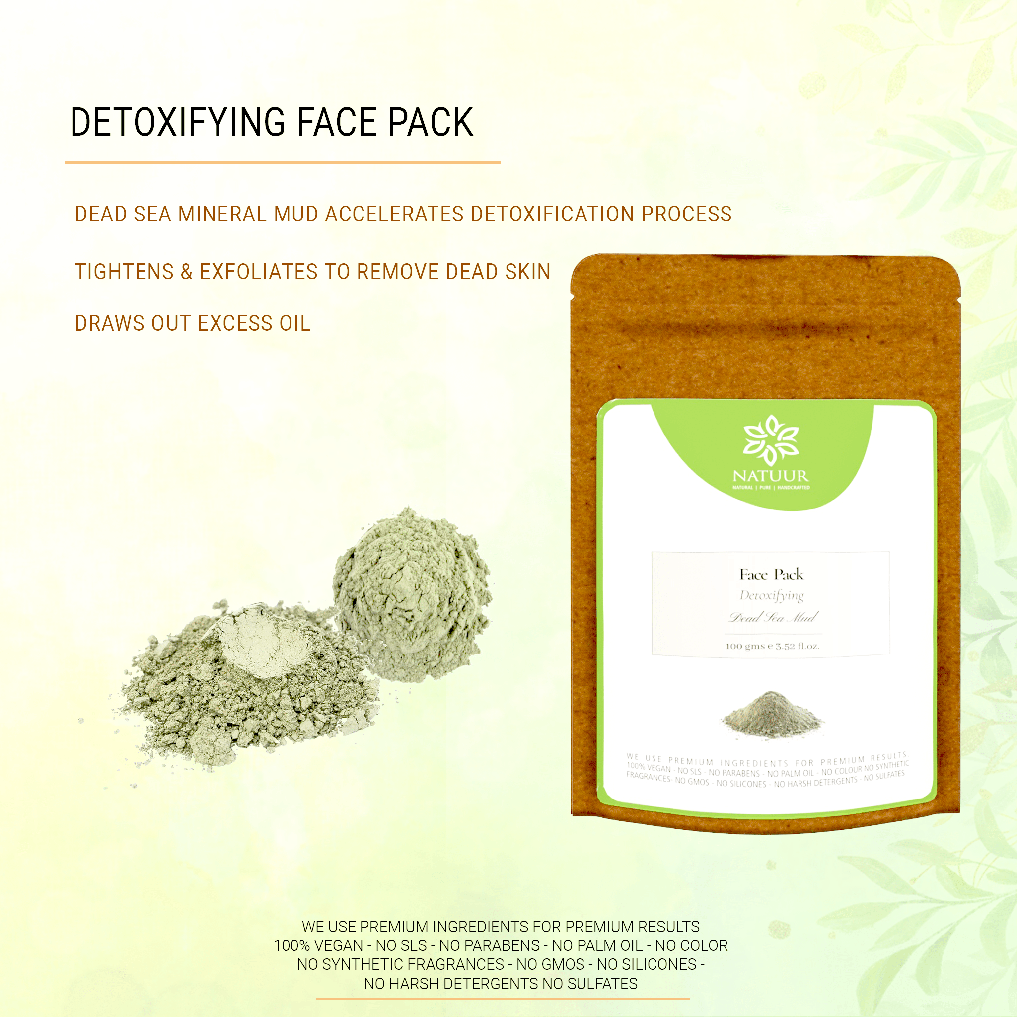 Natuur - Dead Sea Mud Detoxifying face pack - 100gms