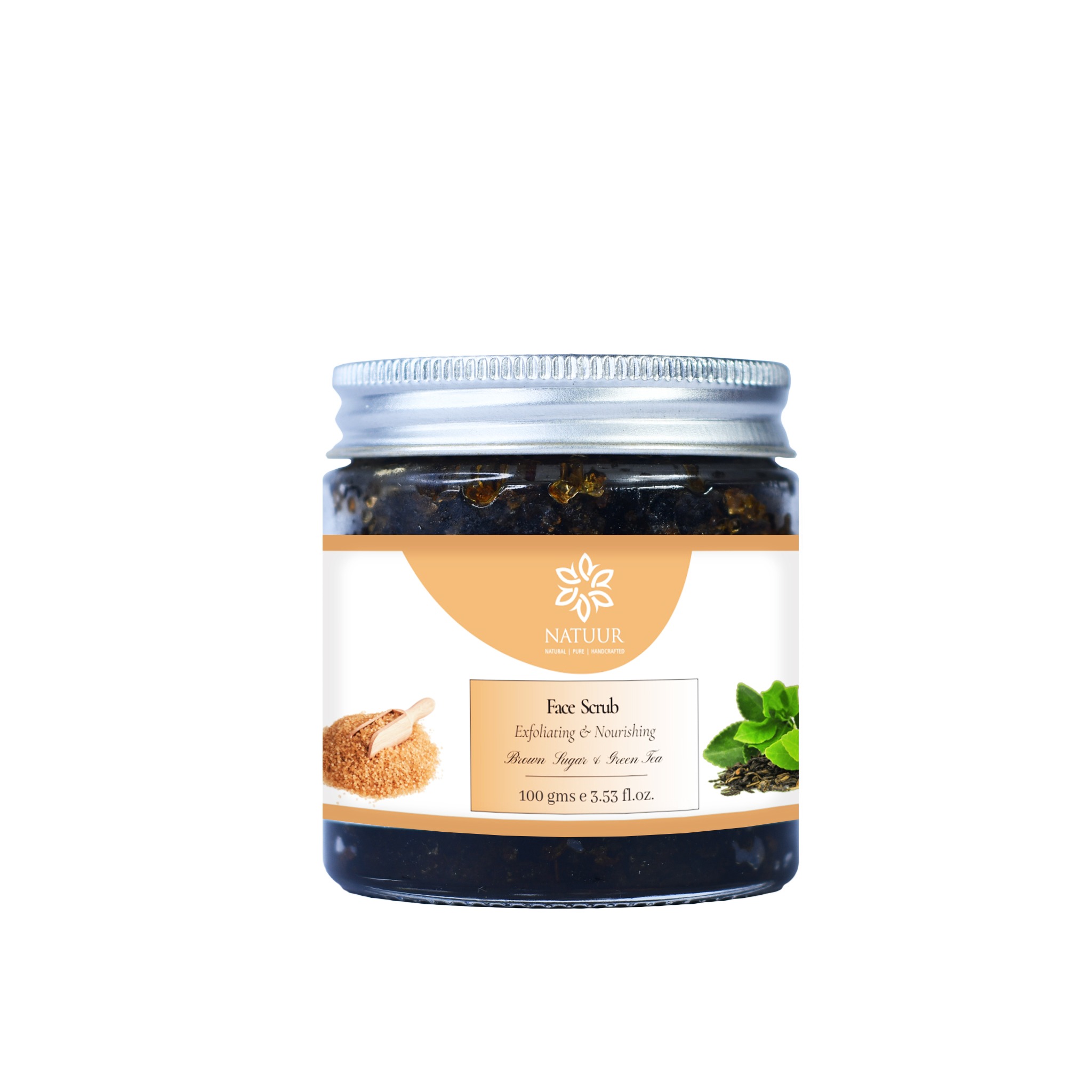 Natuur - Face Scrub -Brown Sugar & Green Tea - Exfoliating & Nourishing - 100 gms