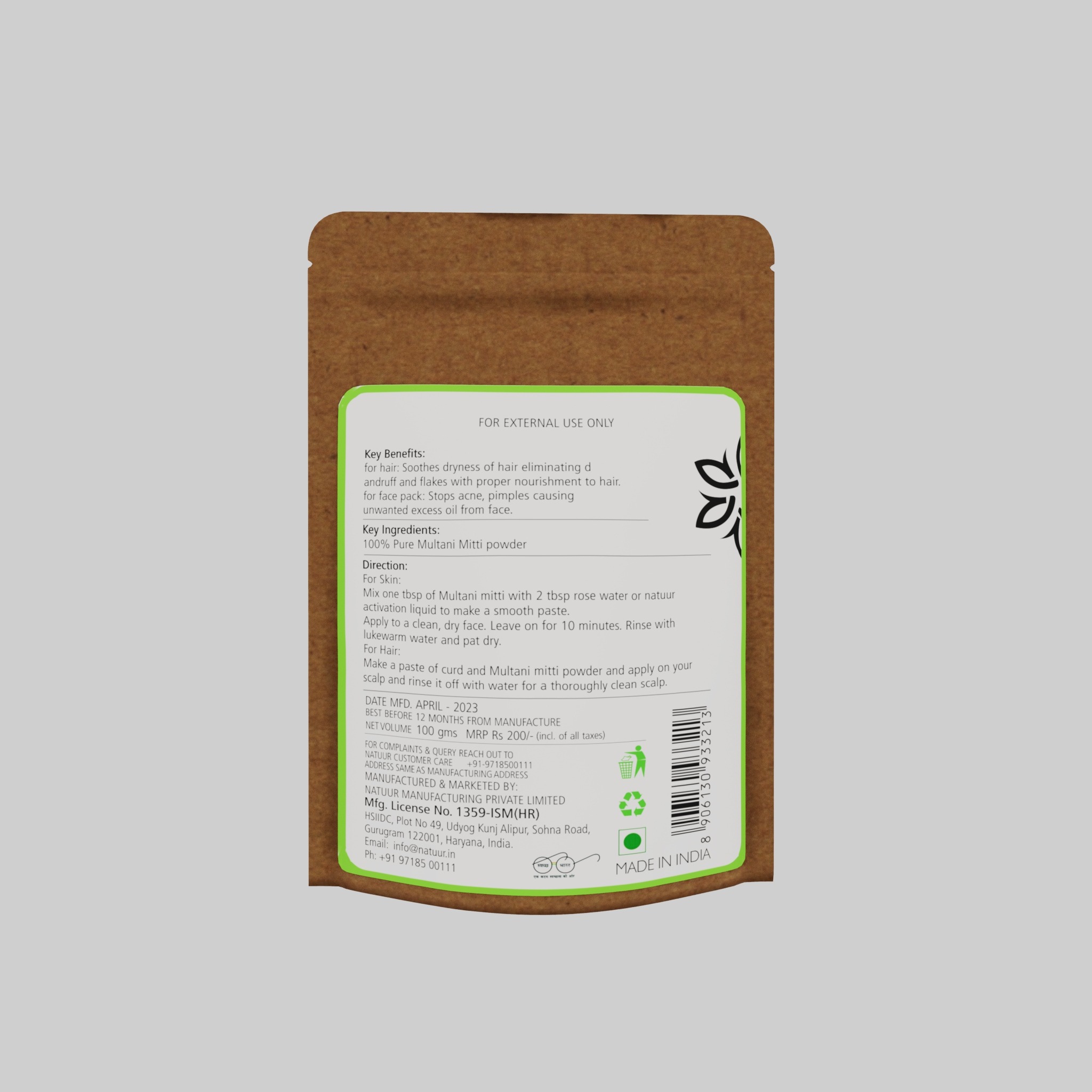 Natuur - Multani mitti powder - 100gms - Image 3