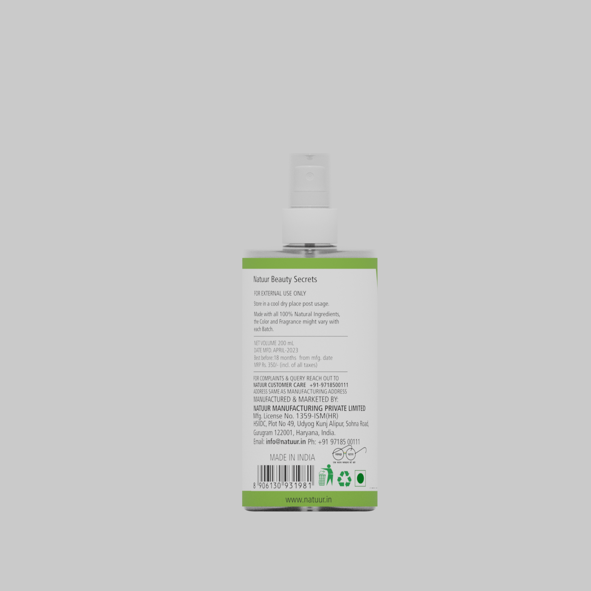 Natuur – Pure Aloe Vera Hydrosol – Face Toner – 200ml