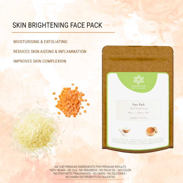 Natuur - Face Pack - Rice & Masoor Dal - Skin Brightening - 100 gms